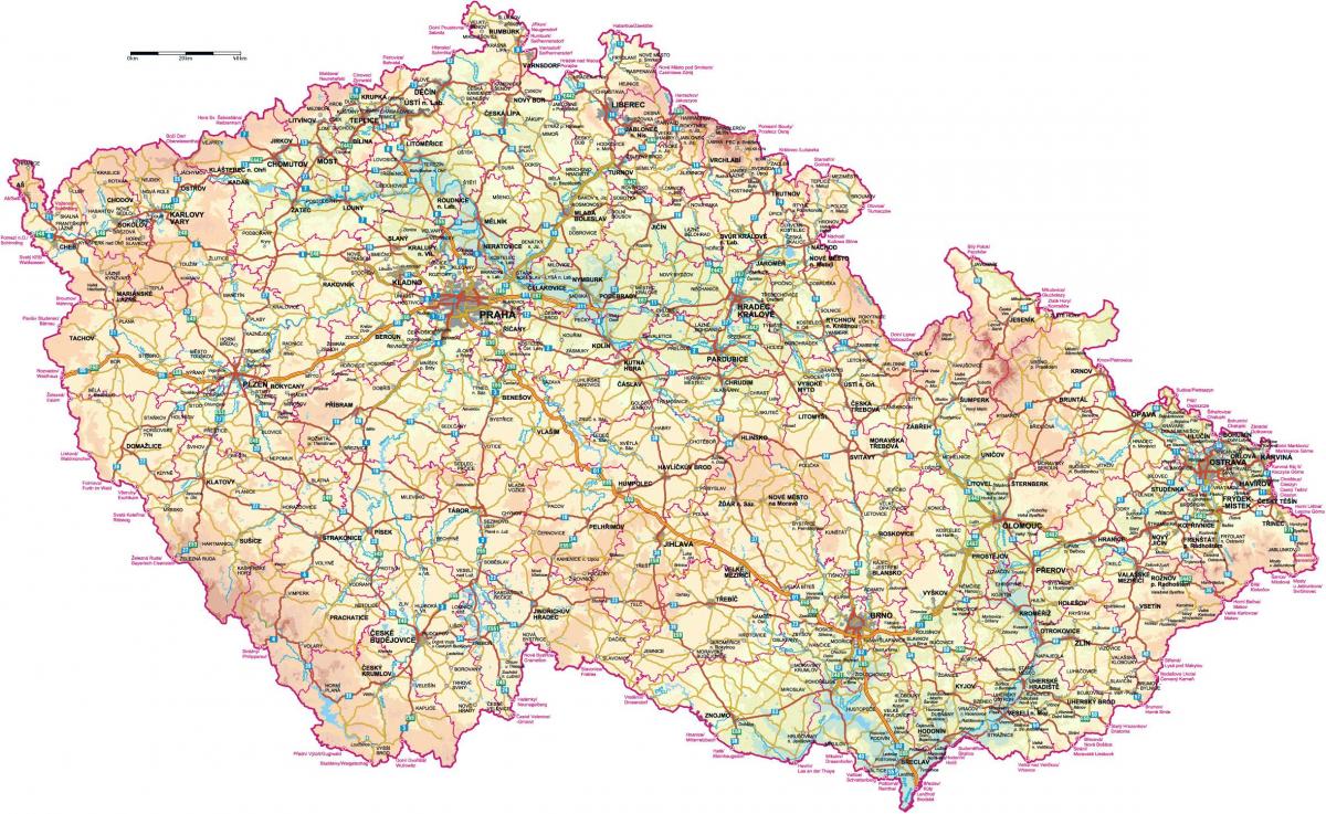 خريطة كبيرة لجمهورية التشيك (تشيكوسلوفاكيا)