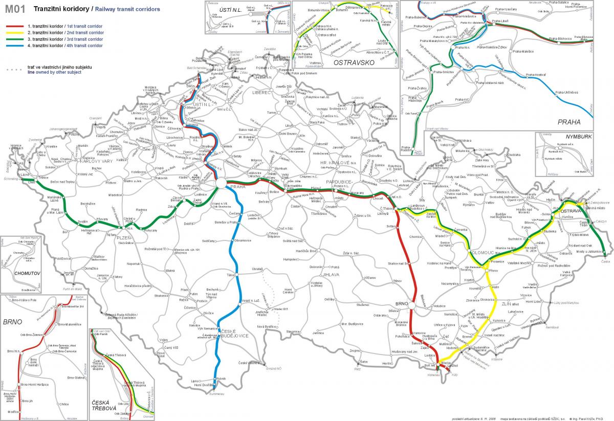 خريطة خطوط قطار جمهورية التشيك (تشيكوسلوفاكيا)